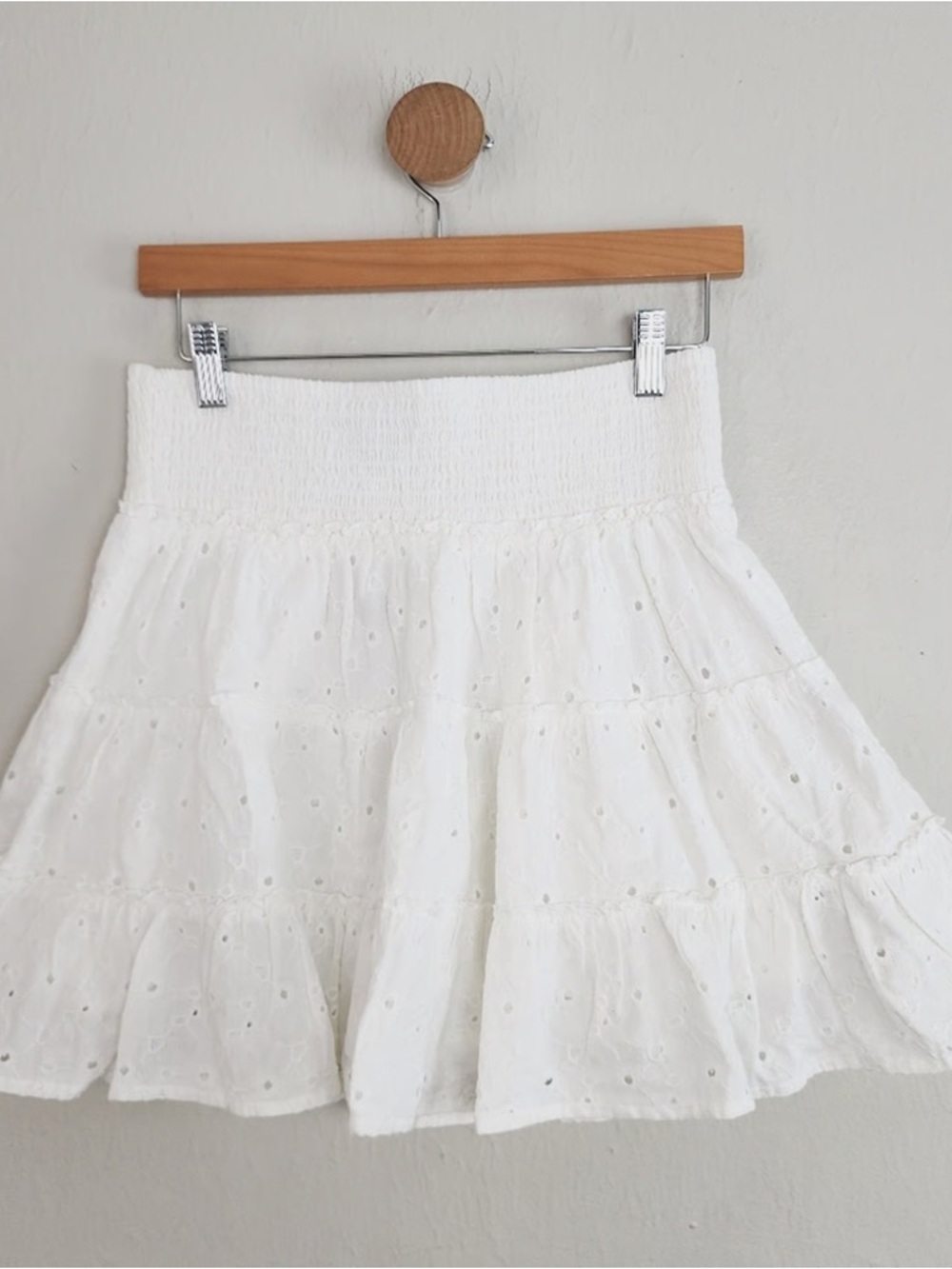 White Eyelet Tiered Mini Skirt American eagle